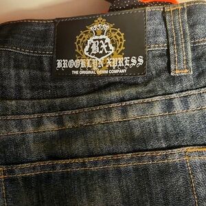 Brooklyn Express Men's jeans 36x34 old school baggy wide leg acid wash skater